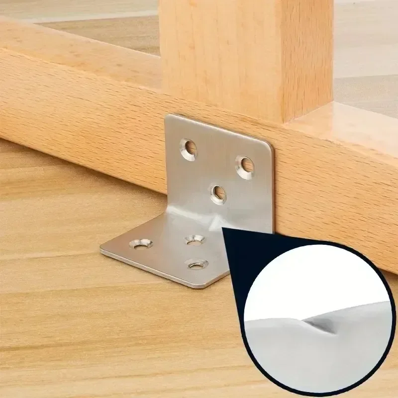 50/10PCS Universal Stainless Steel Corner Bracket 90 Degree Right Angle Fixed Bracket Wood Furniture Bedframe Cabinet Accessorie