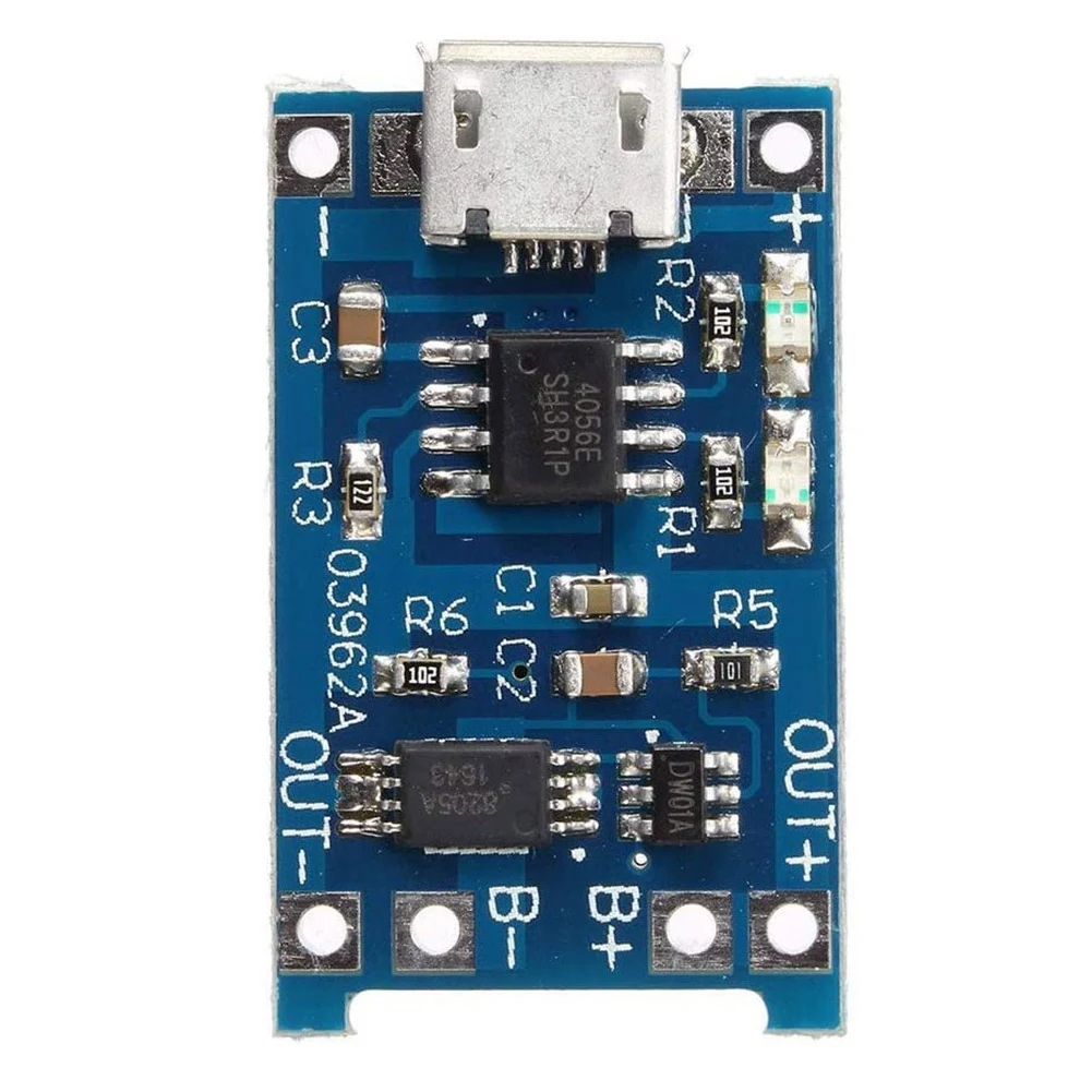 บอร์ดชาร์จแบตเตอรี่ลิเธียม5V 1A TP4056 10ชิ้นแผงชาร์จแบตเตอรี่ลิเธียมโมดูลชาร์จไมโคร USB ปกป้อง