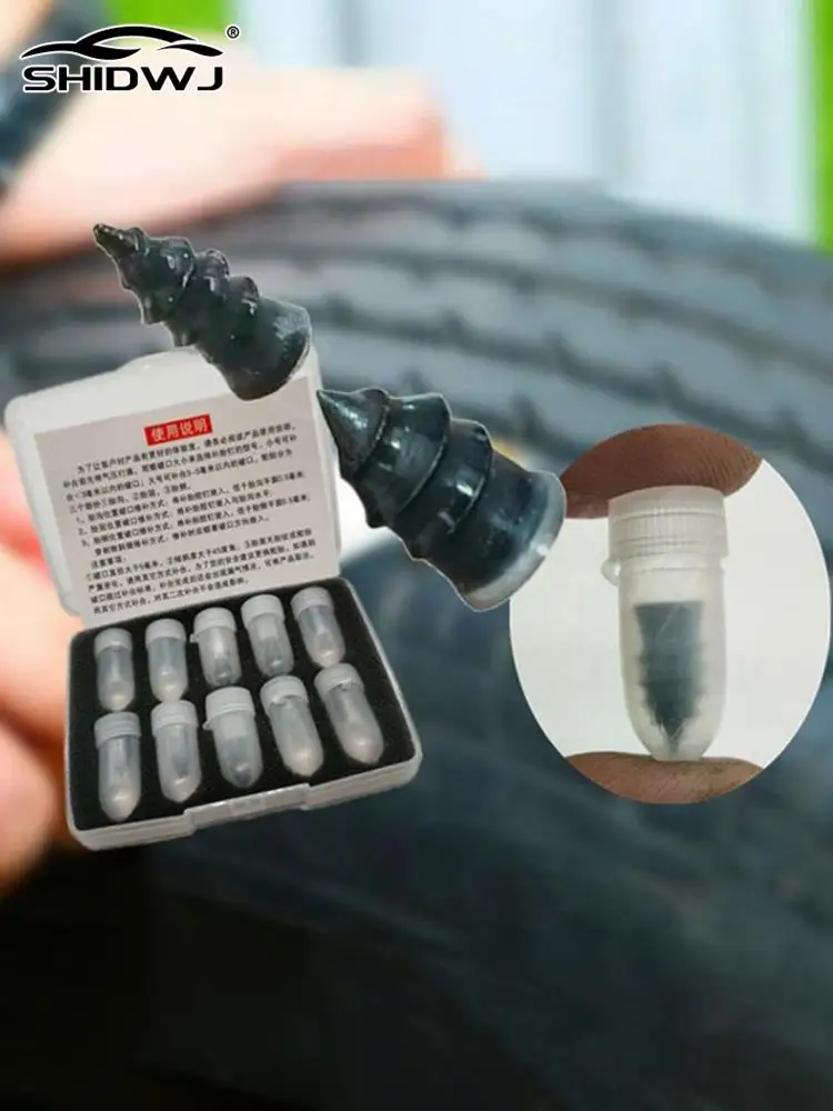 10 Uds. Tornillo autorroscante Universal para reparación de neumáticos, tornillo de goma suave para clavos de plástico, adecuado para reparación de pinchazos de neumáticos de motocicleta