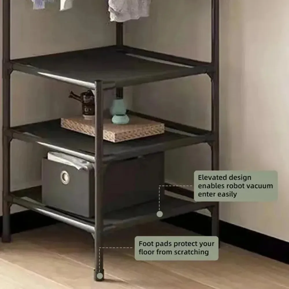 Multi-Layer Floor Standing Hangers, cabideiro, prateleiras, prateleiras, mesa de cabeceira, roupas, casaco, prateleiras, quarto, simples, doméstico
