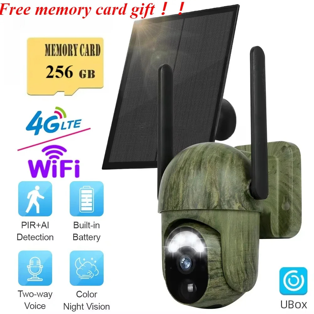 Telecamera di sicurezza solare 4MP 4G/WIFI Wireless Outdoor WiFi rilevamento umano/animale conversazione a 2 vie IP66 telecamera solare impermeabile per la fauna selvatica
