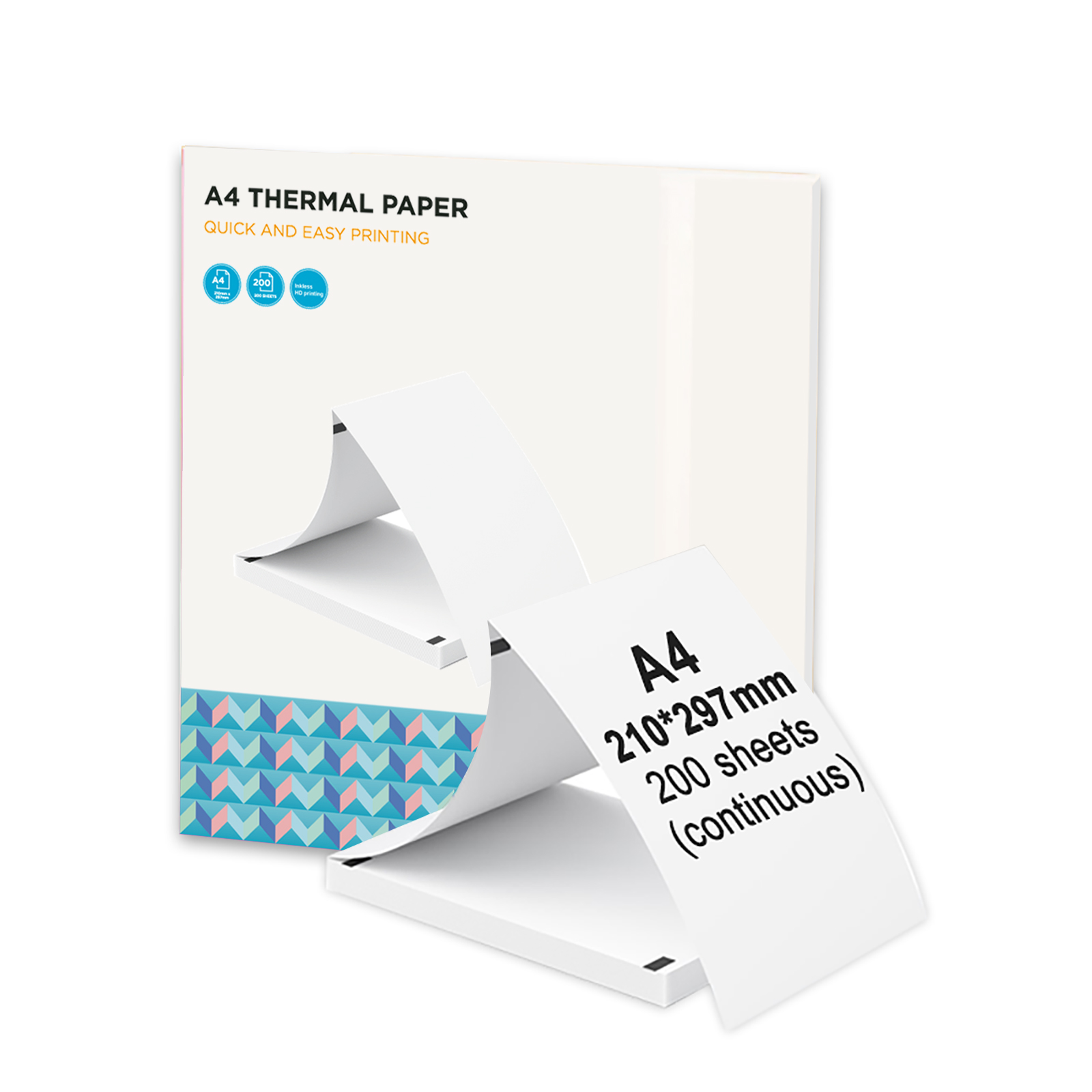 Papel térmico A4 de 200 hojas, papel de impresión plegable para impresora térmica L81/A81/ A80, Compatible con PeriPage A40, 210x297mm (