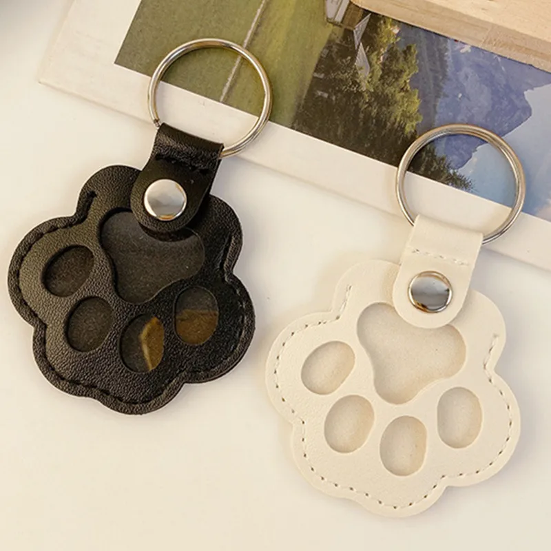 Memorial lederen huisdier haar opbergtas kattenpoot sleutelhanger multifunctionele draagbare sleutelhanger