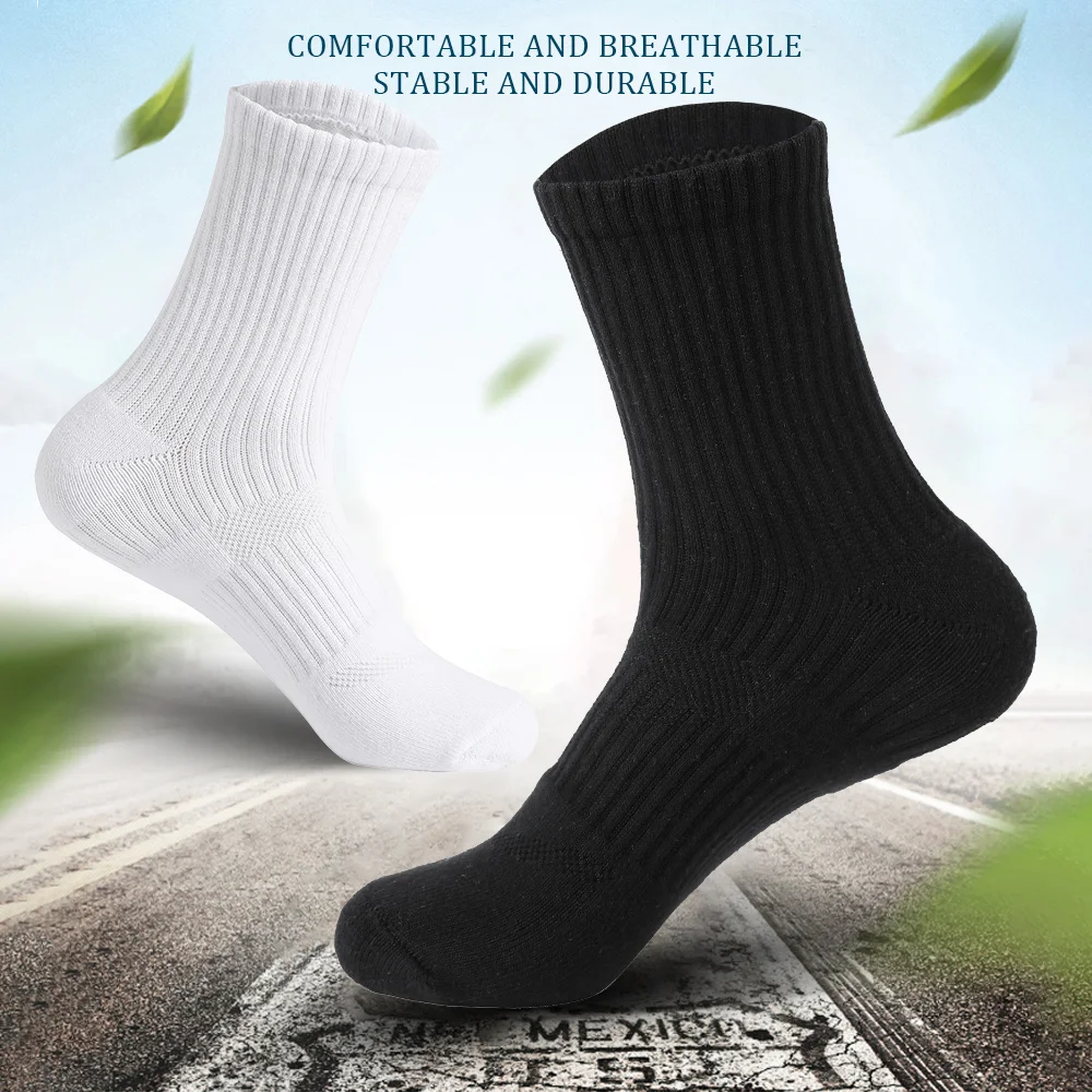 Calcetines de algodón para hombre que absorben la humedad al aire libre, senderismo, trabajo, calcetines de compresión, calcetines de tripulación, calcetines negros de ocio para hombres, 5 pares