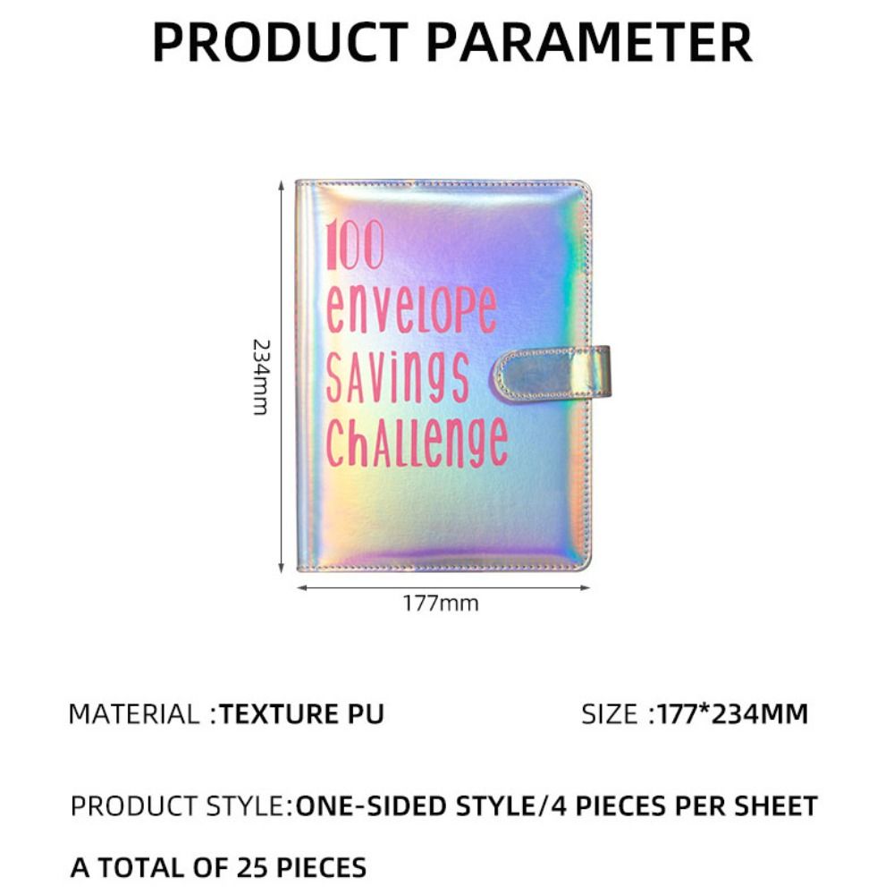 A5 Size Challenge Budget Binder 100 Day Envelope 100Envelopes Challenge Notebook PU Leather Loose-Leaf Binder