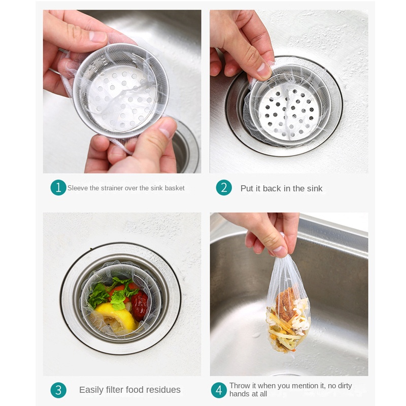 30-500Pcs Disposable Kitchen Sink Filter Sewer Drain Anti-blocking Garbage Bag Pool Leak Mesh Bag Mesh Strainer Sink Garbage Net