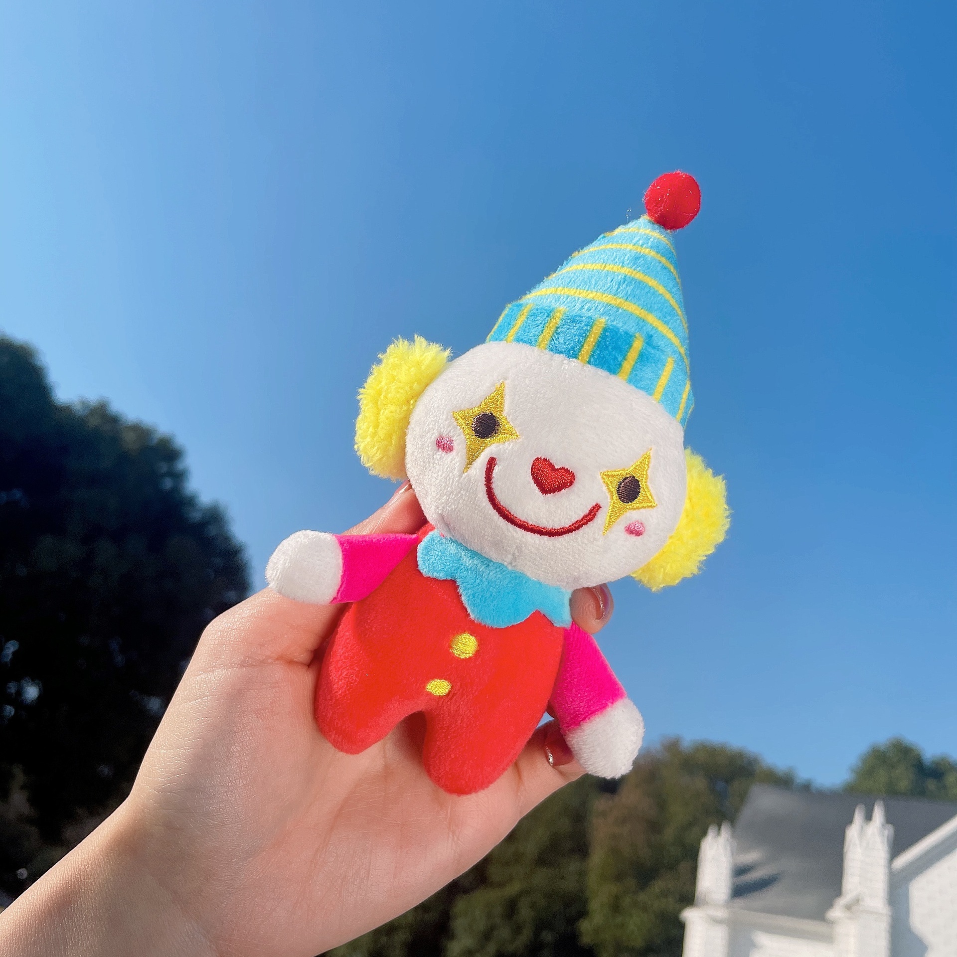 Original cartoon personality clown creative Circus plush keychain backpack pendant hanging ornaments