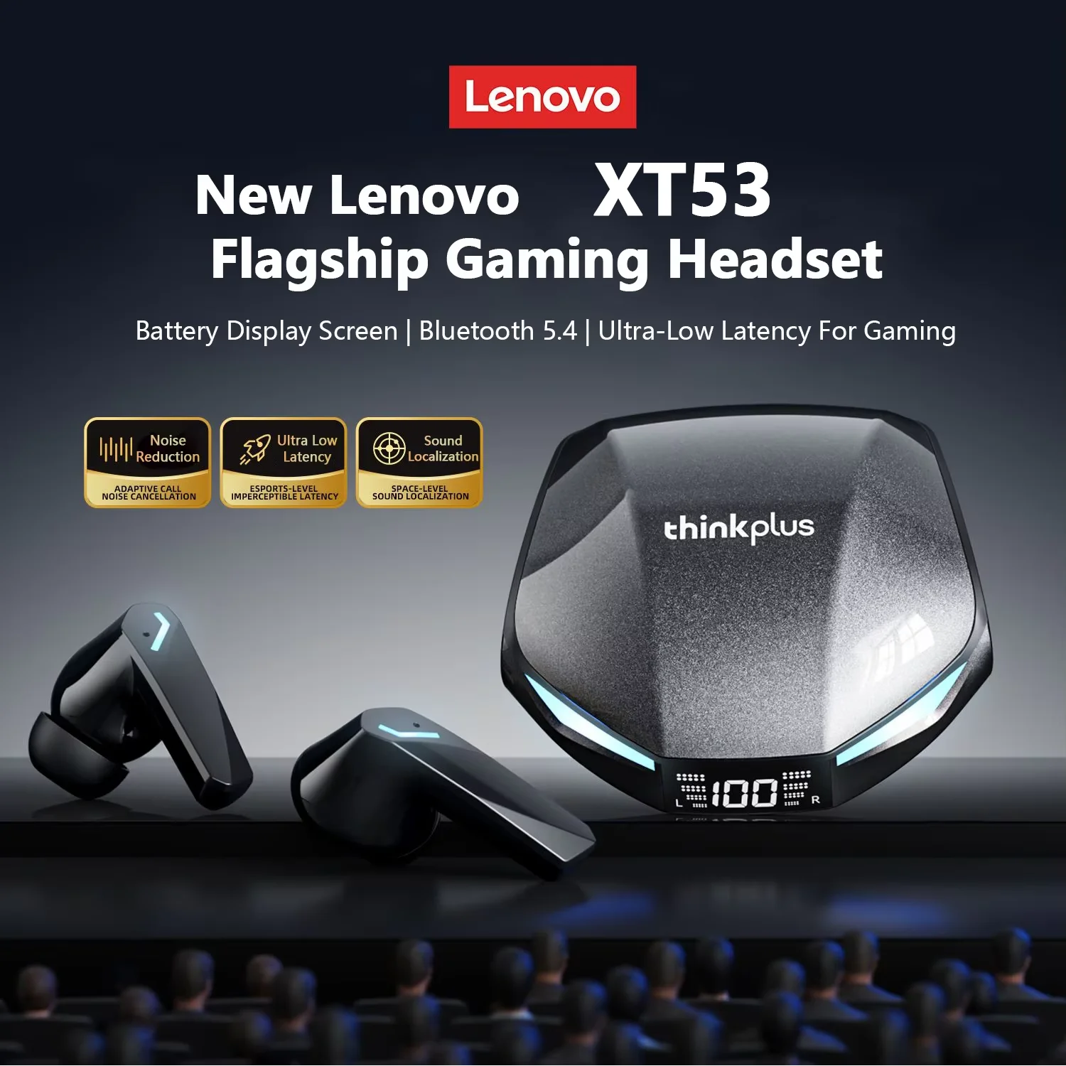 Lenovo XT53 auriculares inalámbricos Bluetooth TWS auriculares de larga resistencia HIFI envolvente HD llamadas deportes auriculares para juegos impermeables