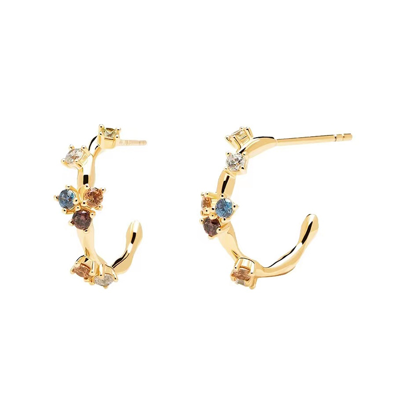 Pendientes redondos de Plata de Ley 925, pendientes de circonia coloridos a la moda, regalo de cumpleaños para joyería fina para mujer