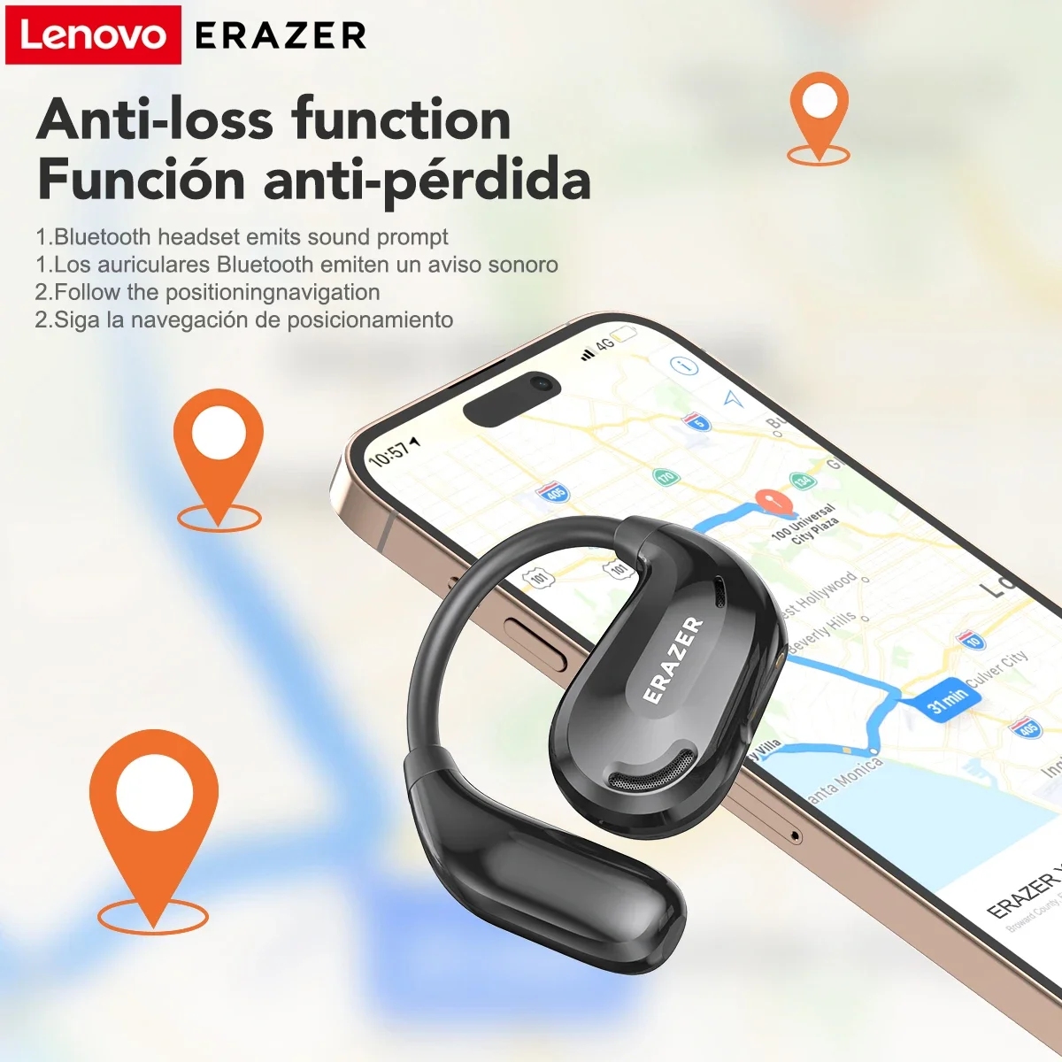 ERAZER XT66PRO Auricolari Bluetooth Cuffie ASMR APP fai da te Traduttore AI Auricolari Cuffie wireless 13 ore di visualizzazione a lunga durata