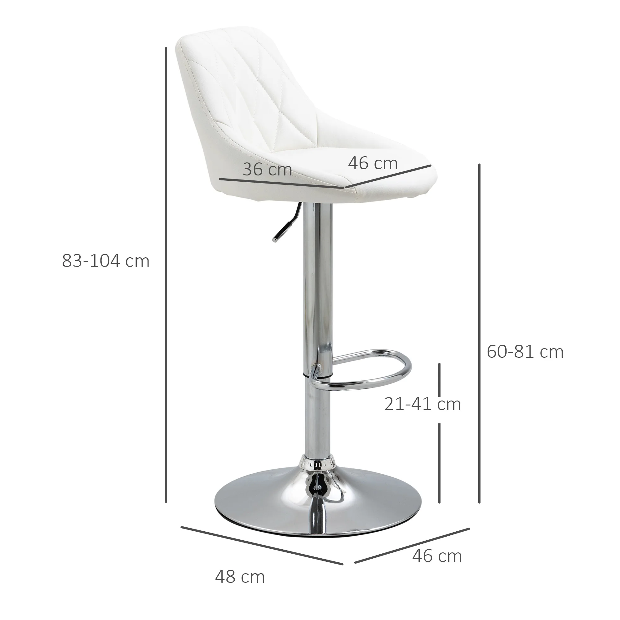 Homcom 2 drehbare Hocker höhen verstellbar und Fuß stütze 46x48x104cm weiß