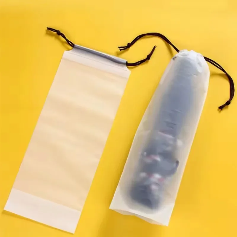 ถุงพลาสติกMatteโปร่งแสงร่มกระเป๋าReusableแบบพกพาร่มDrawstring Storage Cover Home Storage Organizer