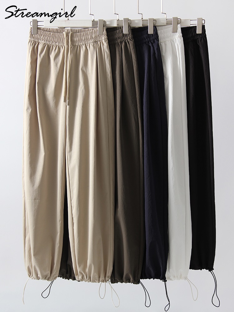 Xanh Dương Dài Thấm Hút Mồ Hôi Cho Nữ Mùa Hè Quần Baggy Cao Cấp Jogger Ống Rộng Quần Mùa Xuân Quần Thể Thao Nữ Mùa Hè Dài Thấm Hút Mồ Hôi Cho Nam