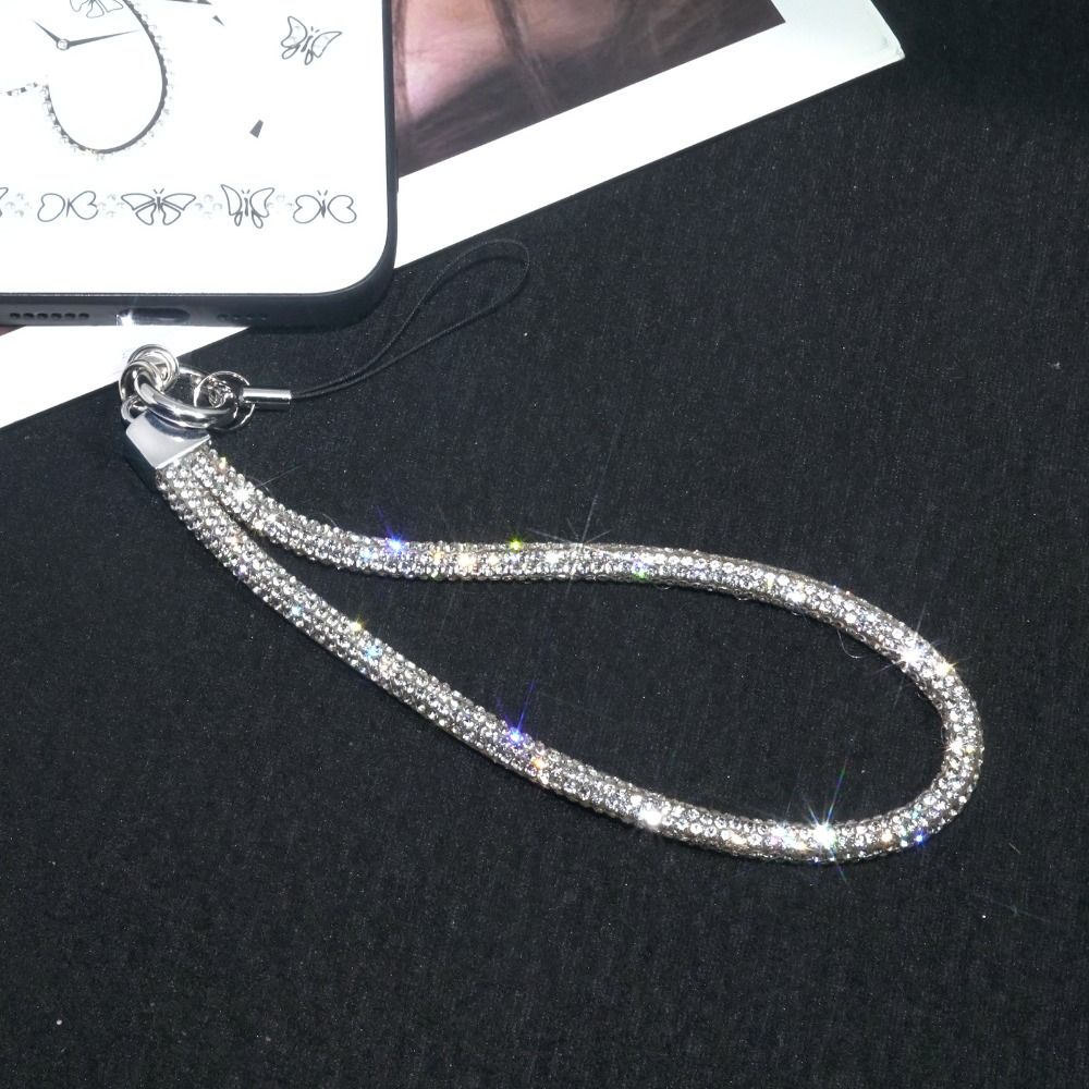 แฟชั่นฉูดฉาด Glitter Rhinestone เชือกโทรศัพท์เพชรคริสตัลสายรัดข้อมือพวงกุญแจแขวนเชือกป้องกันการสูญหาย