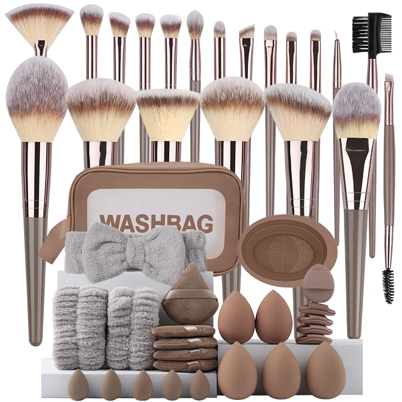 Juego de brochas de maquillaje profesionales para mujer, base suave y esponjosa, corrector de sombra de ojos, mezcla de colorete, herramienta de belleza Kabuki, 3-20 piezas