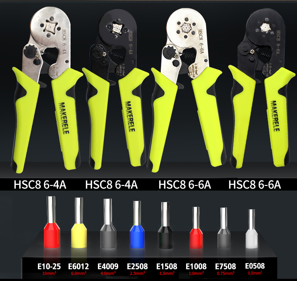 Lọn Uốn Dụng Cụ Dây Đầu Gia Cố Dụng Cụ Đóng Đnh HSC8 6-6 6-4 MAKELE Tự Điều Chỉnh Siết Crimper Cho AWG23-10(0.25-6.0mm ²)