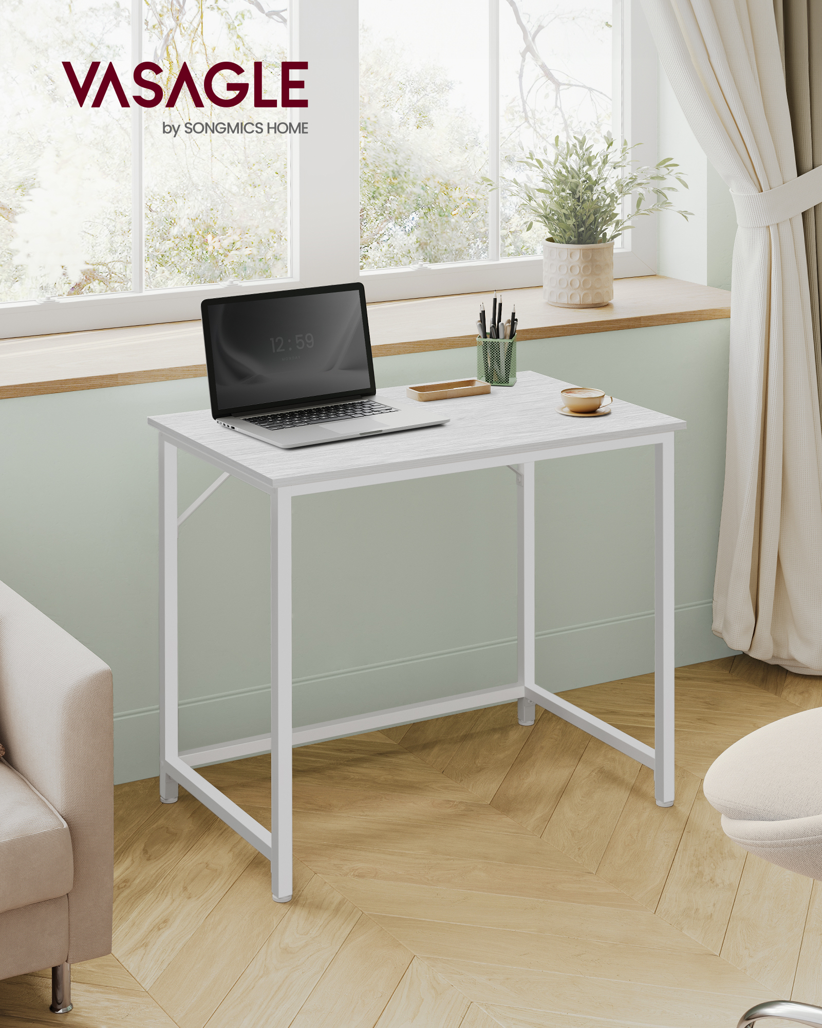 VASAGLE Kleine computertafel Kantoortafel Studeerkamer Moderne stijl Metalen Ram-bureau