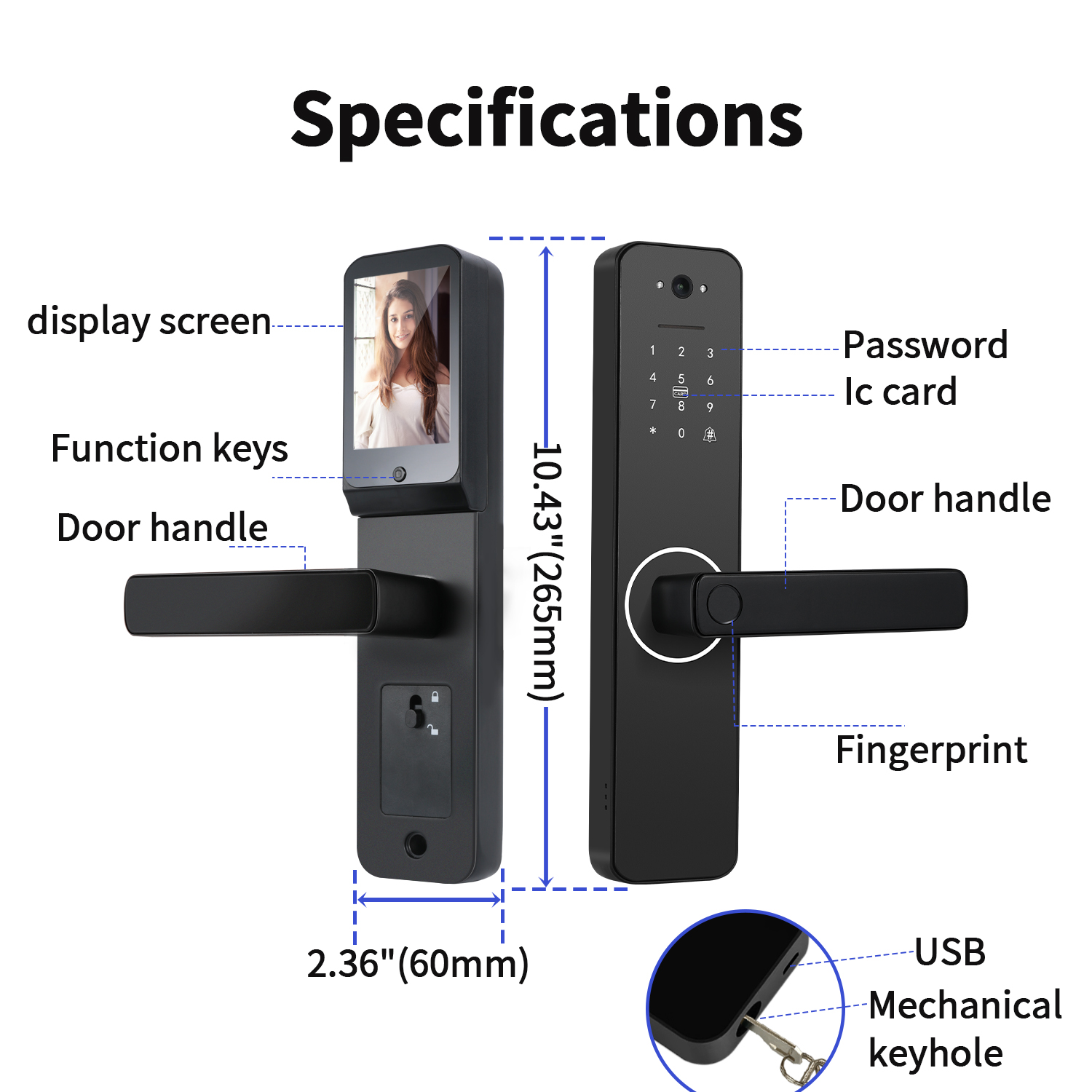 DSKDFTY Camera Digital Electronic Lock Biometrics Fingerprint Smart Door Lock for With Battery for Home House Apartment