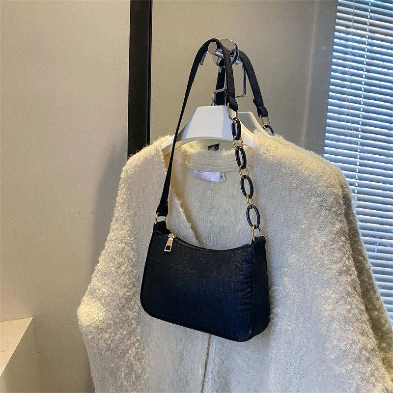 Novo saco de feltro texturizado crocodilo nicho axilas saco moda corrente tote bolsa feminina