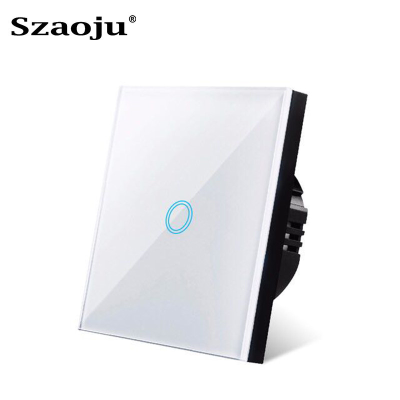 EU 터치 스위치 센서 스위치 중성선 필요 없음 벽 램프 전등 스위치 1/2/3 Gang AC100-240V LED 크리스탈 유리 패널