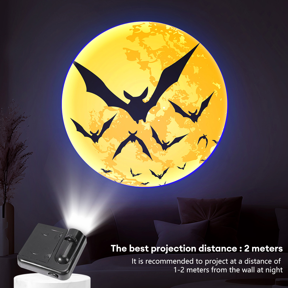 Halloween Lampe De Projection avec Feuilles De Lumière Fond Atmosphère Nuit Lumière Projecteur Photographie Lampe pour La Décoration De La Maison