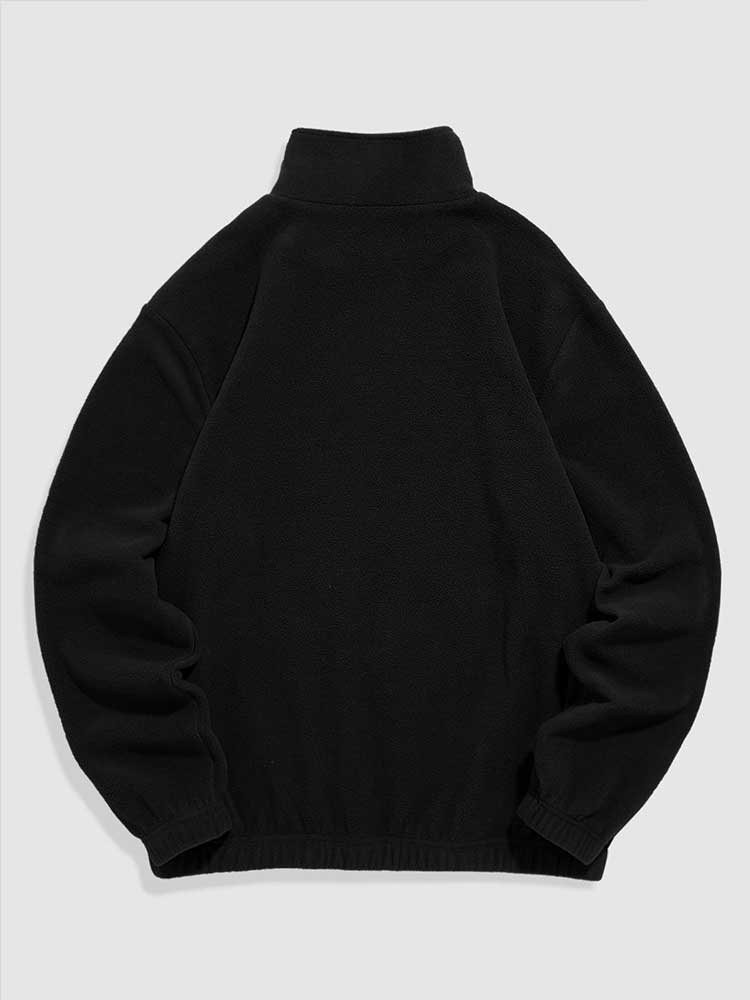남성용 ZAFUL 까마귀 퍼지 폴라 플리스 스웨트 레터 수 놓은 터틀넥 streetwear 풀오버 겨울 유니섹스 지퍼 스웨트