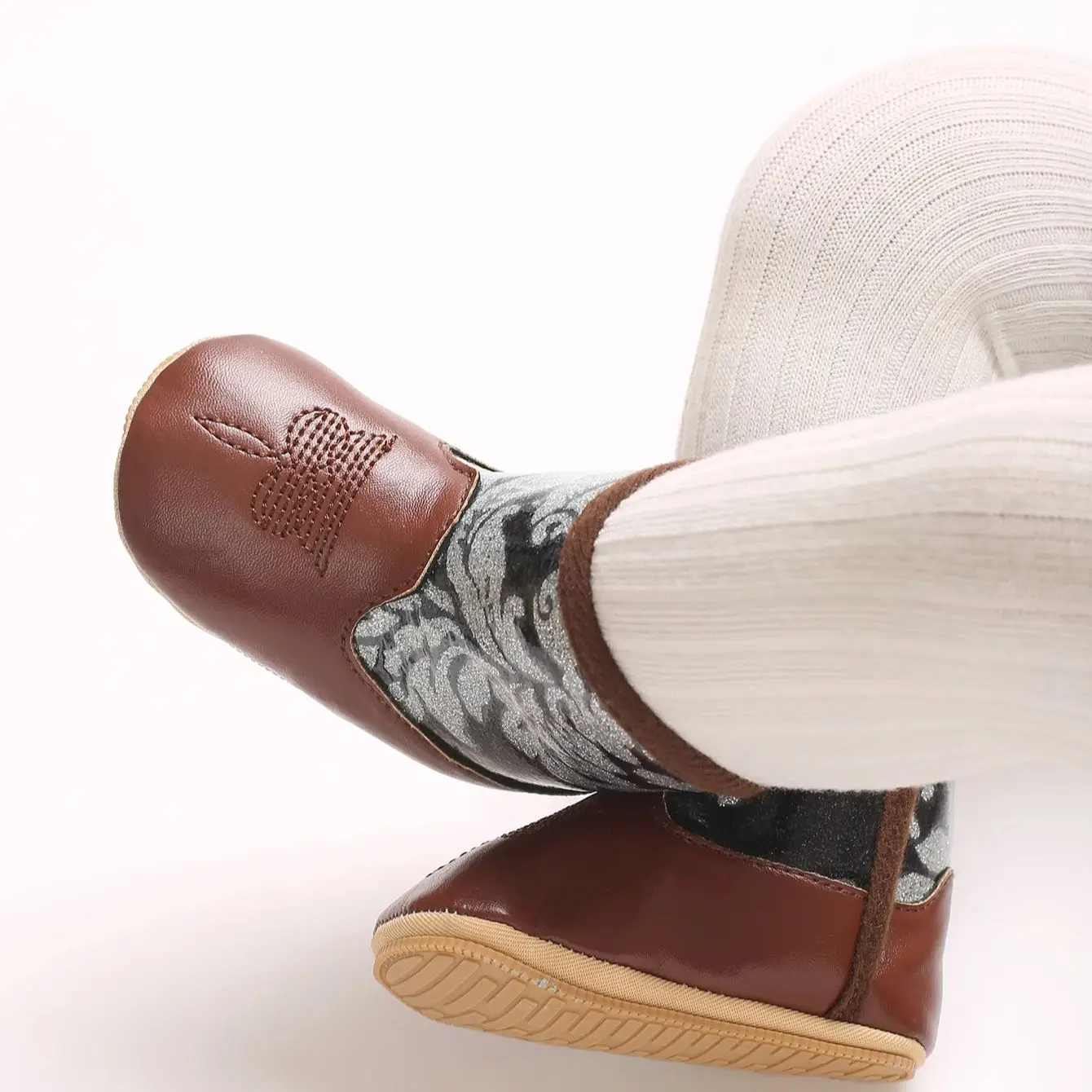 Botas de cowboy para bebês - estilo ocidental |   Sapatos de primeira caminhada com sola macia para recém-nascidos e pré-escolares