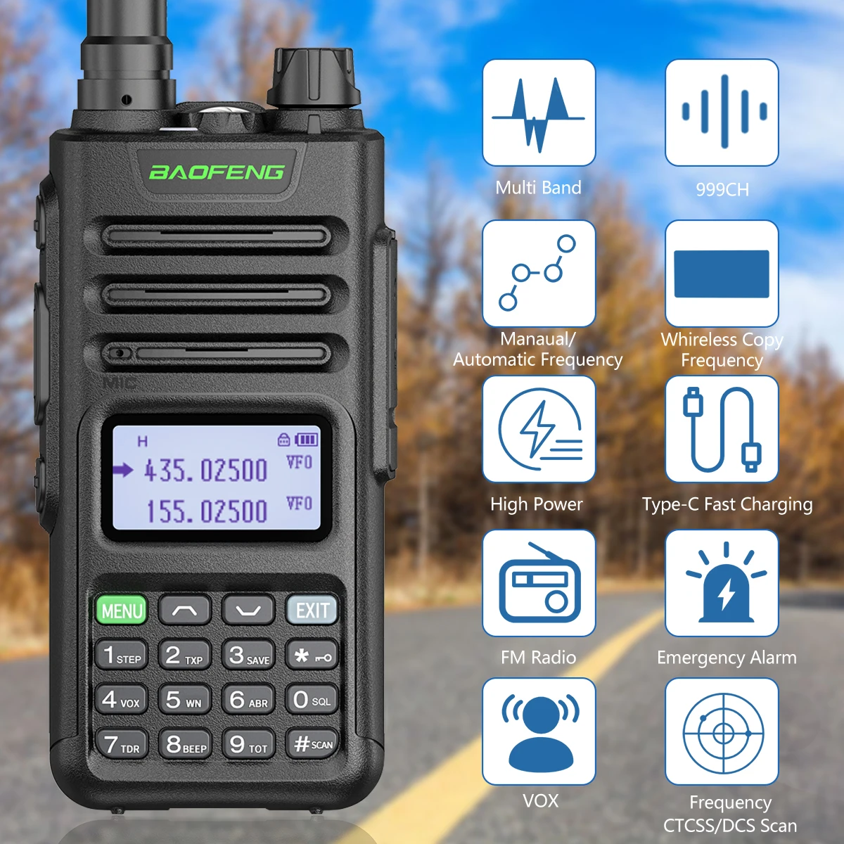 Baofeng M-13 PRO V1 V2 Hochleistungs-Multiband-Walkie-Talkie Typ C-Ladegerät mit großer Reichweite, verbessertes UV-13 5R-Transceiver-Funkgerät