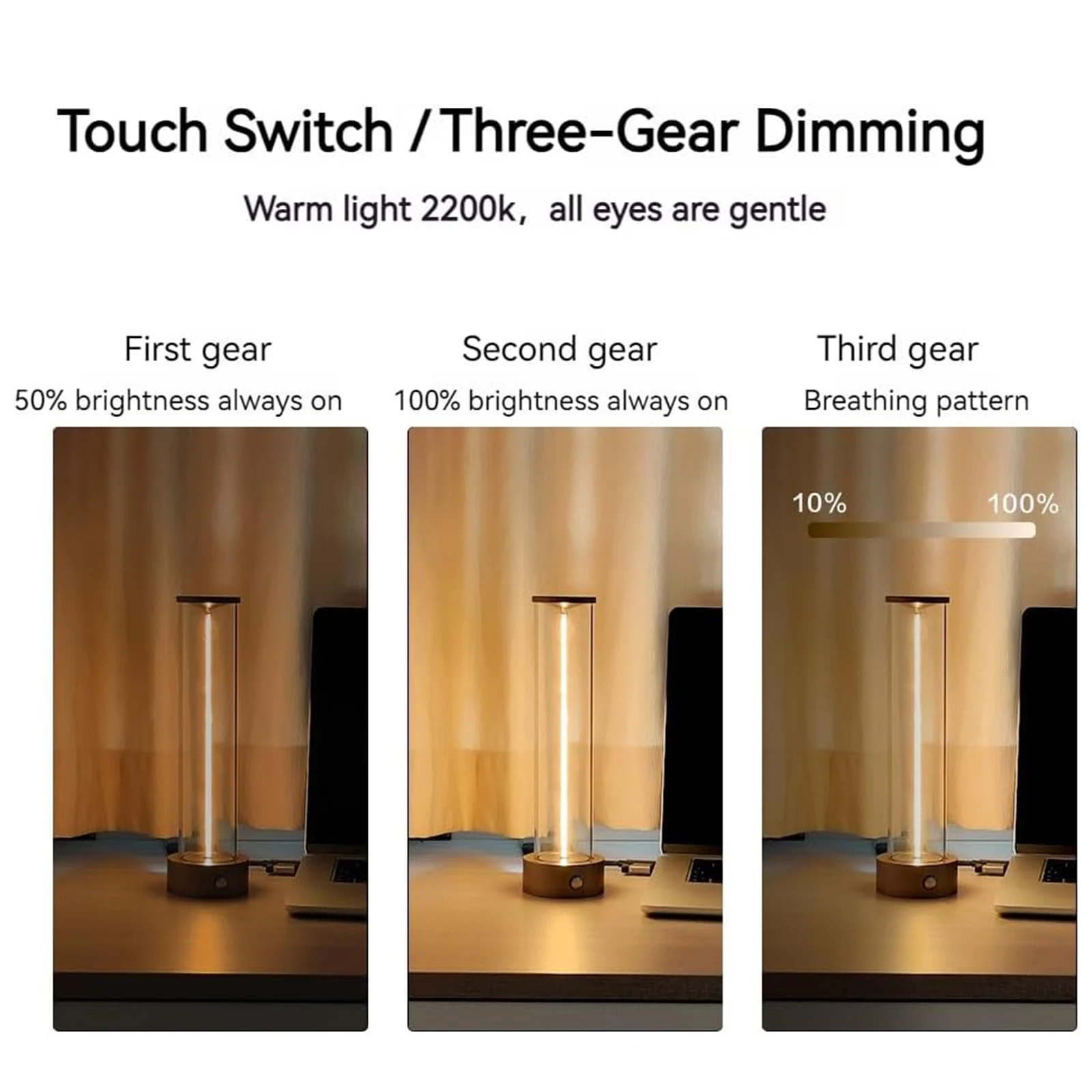 Schnur lose tragbare LED-Tisch lampe wiederauf ladbare Design magnetische Schreibtisch lampe mit Touch-Sensor dreistufig dimmbar für Schlafzimmer licht