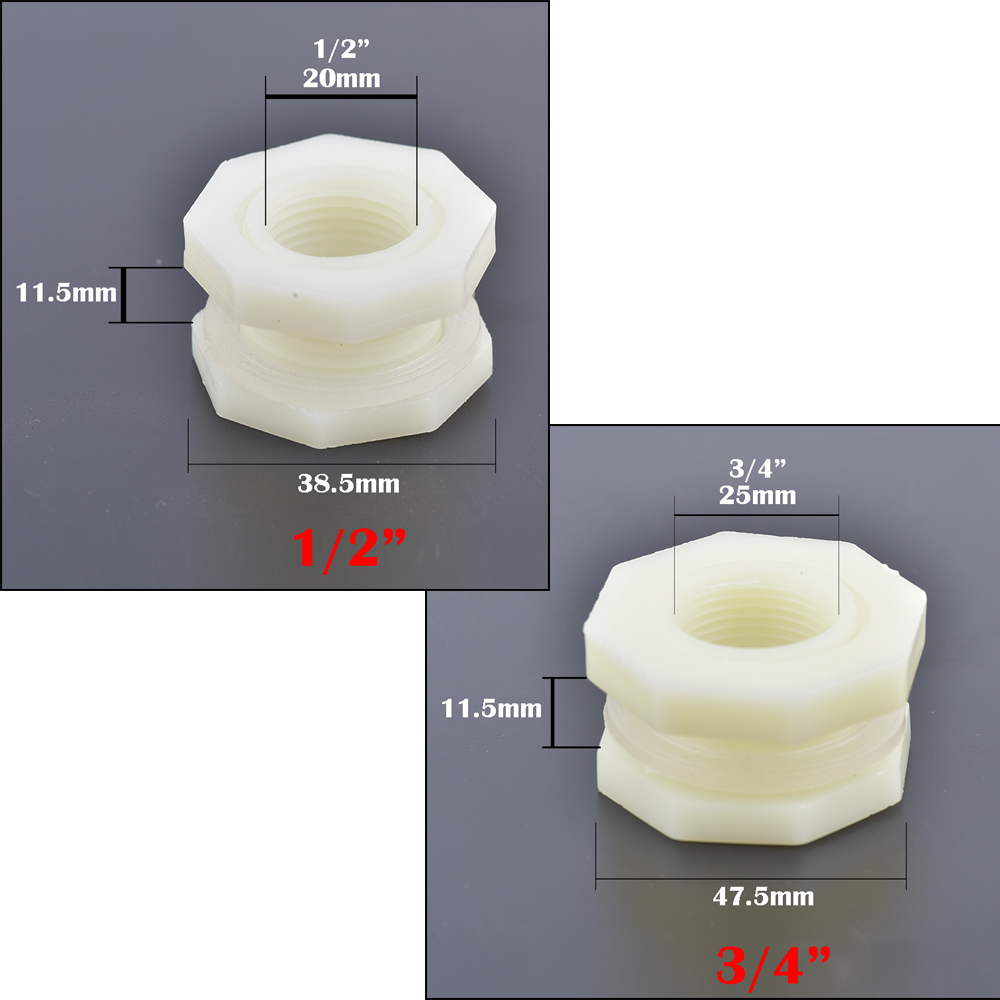 Grifo de agua de rosca macho de plástico de 1/2 3/4 ", montaje de adaptador de grifo de tanque de peces, grifo de drenaje, válvula de acuario, accesorios de jardín, 1 ud.