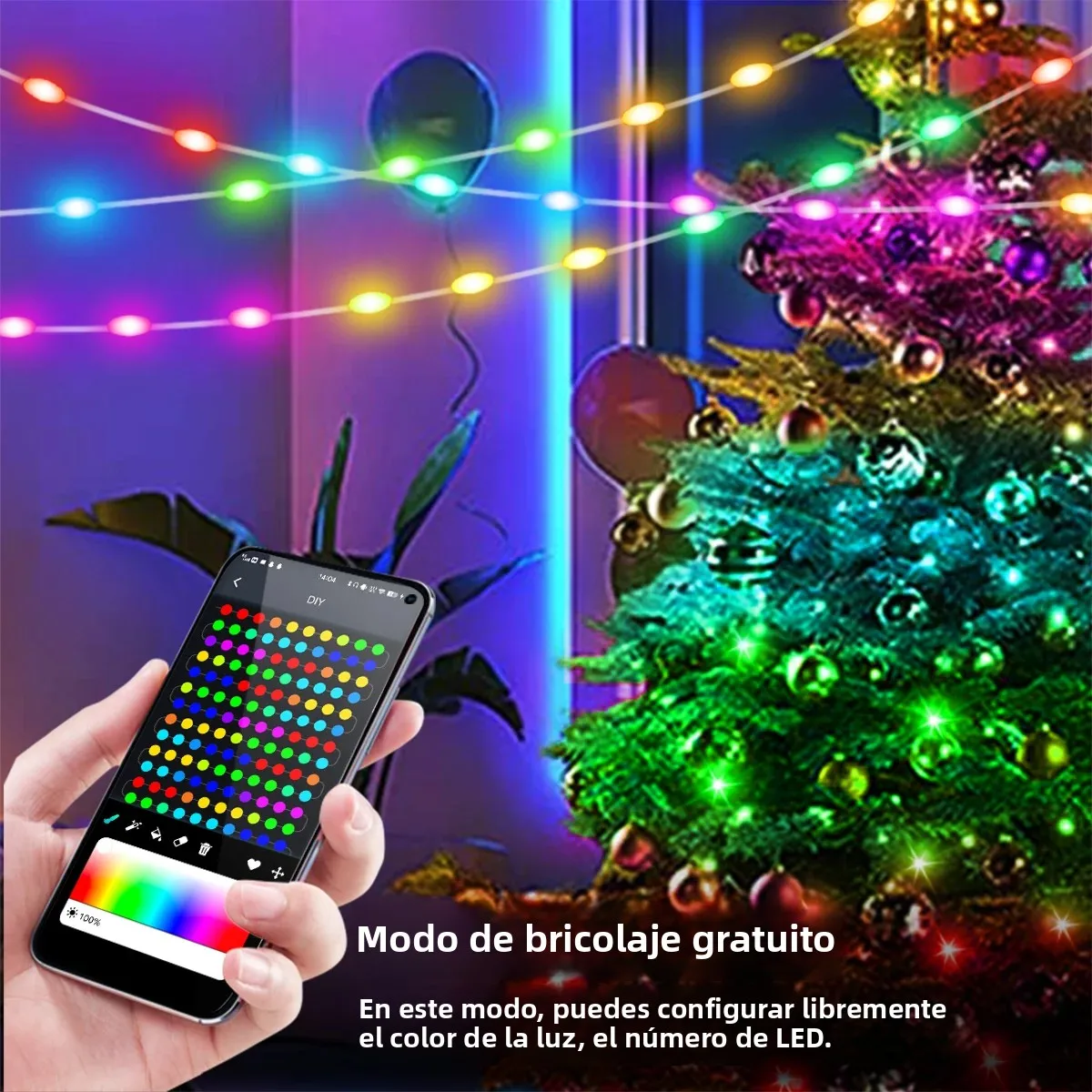 20M 10M 5M luces LED para festivales guirnalda de luces de hadas luces de cortina direccionables Bluetooth inteligentes guirnalda adorno decoración de fiesta en casa