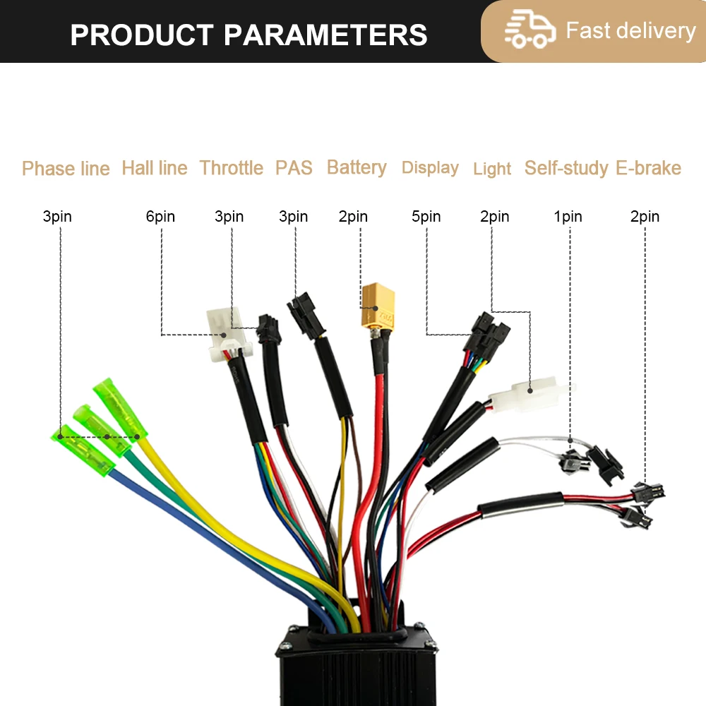 Three-Mode Ebike Controller 17A 26A 30A 40A 36V/48V with Learning Function S866 LCD Display 350W-1000W Motor