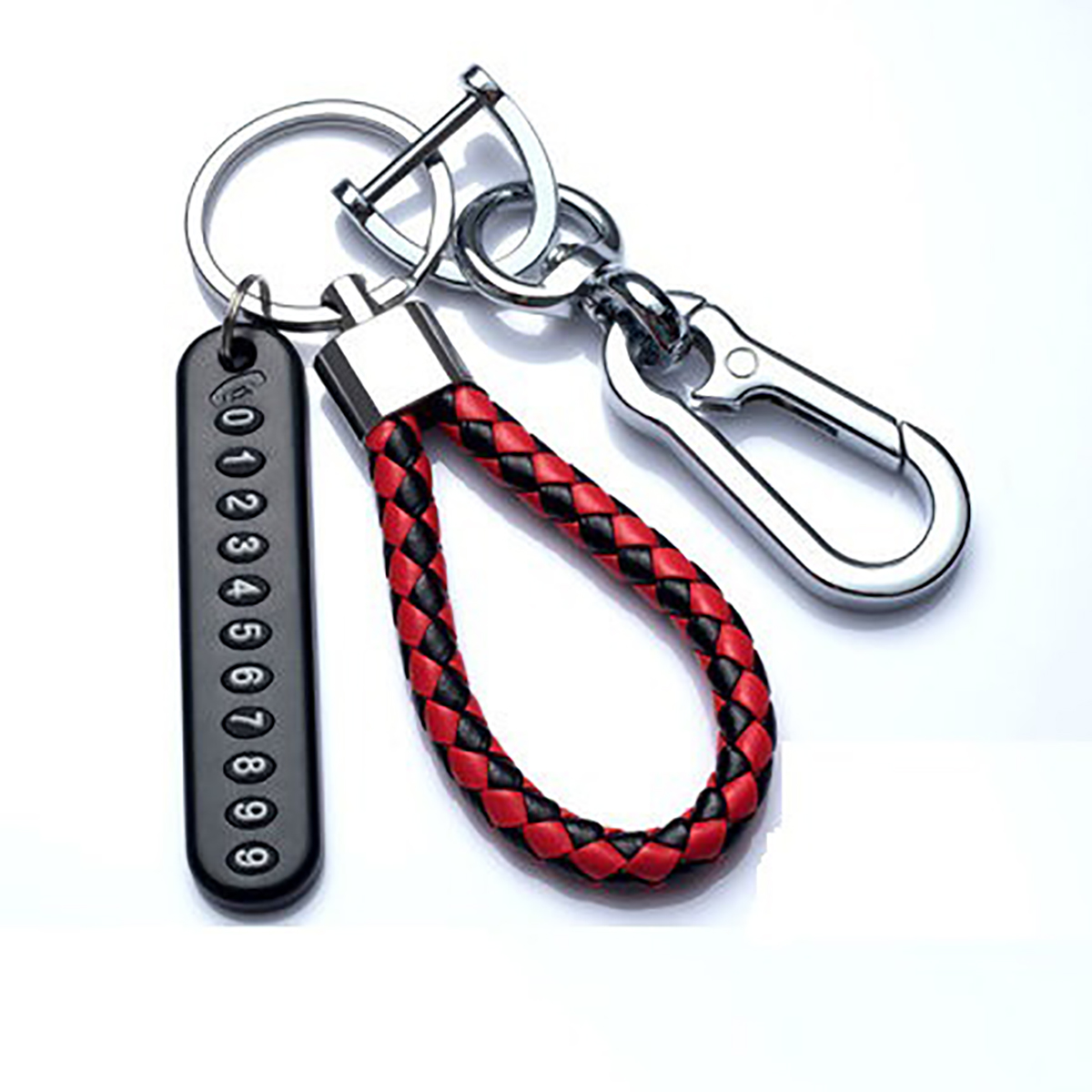 Portachiavi con ciondolo targa per telefono cellulare fai-da-te alla moda per uomo Punk semplice corda in pelle intrecciata accessori portachiavi per auto anti-smarrimento