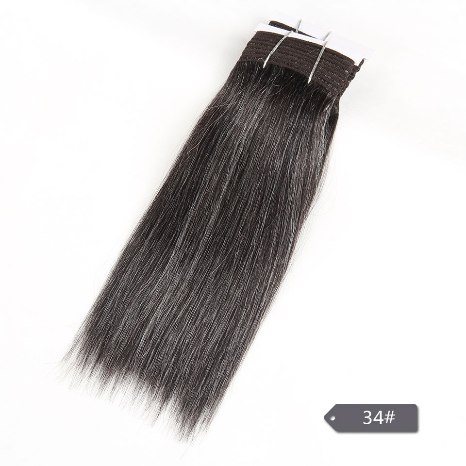 Elegante Yaki Brasileño Recto Blanco Gris 51 #   Paquetes de cabello de colores # 44 # 34 # 280 para extensión de cabello humano Remy negro