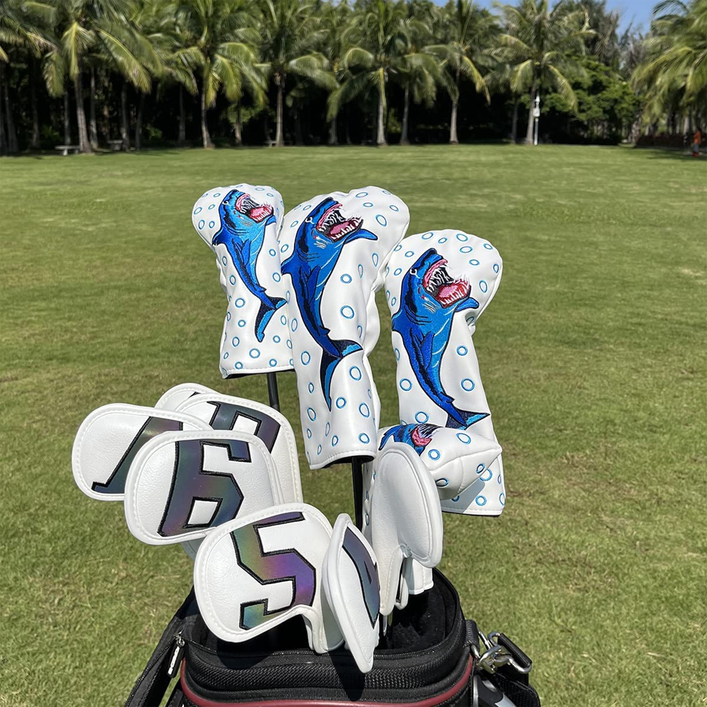 กอล์ฟเหล็กคลับชุด Headcovers เหมาะสำหรับเหล็ก Wedges-ขนาดใหญ่-ยาว-สีดำ/สีขาว Pu หนัง10ชิ้น/แพ็ค