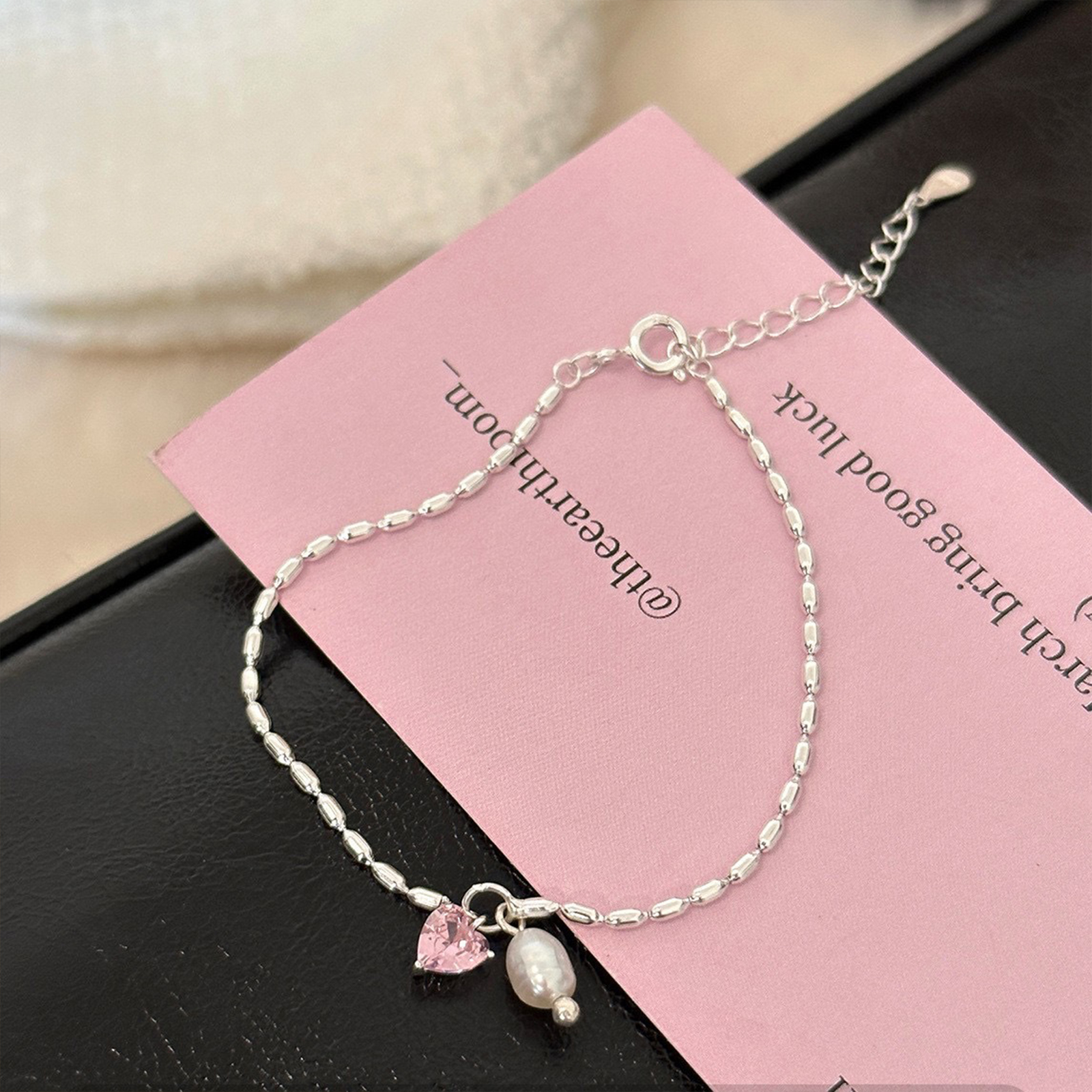 Pulseira de pérola de camada dupla de prata 925 para mulheres e meninas com design de joias de contas