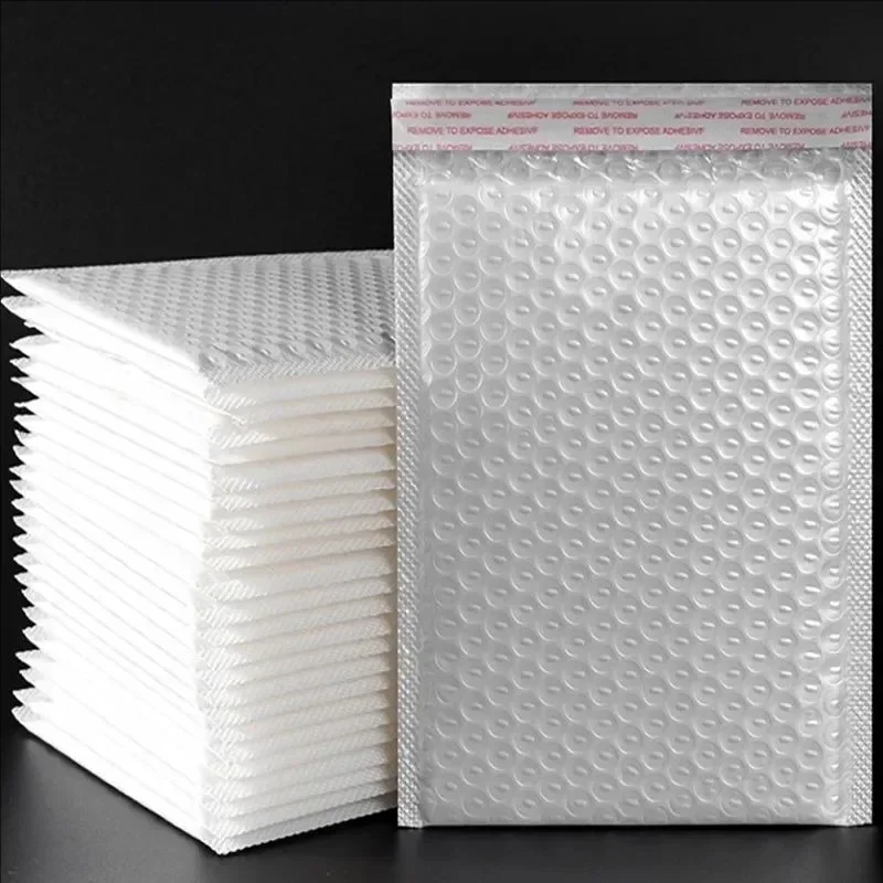 50/10Pcs ฟองซองโฟมสีขาวจัดส่งกระเป๋า POLY Bubble Mailers Pad Self Seal บรรจุกระเป๋าสําหรับนิตยสาร 11 ซม.15 ซม.23 ซม.