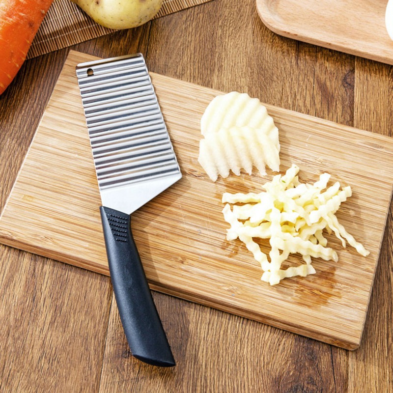 Edelstahl Kartoffel chip Slicer Teig Gemüse Obst Crinkle gewelltes Slicer Messer Kartoffel schneider Chopper Pommes Frites Maker Tool