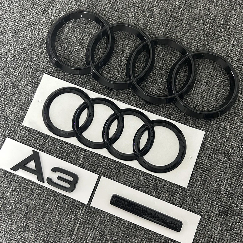 Automobile ABS letters are suitable for Audi A3 combination suit, and the front and rear rings are marked with Quattro and 2010-