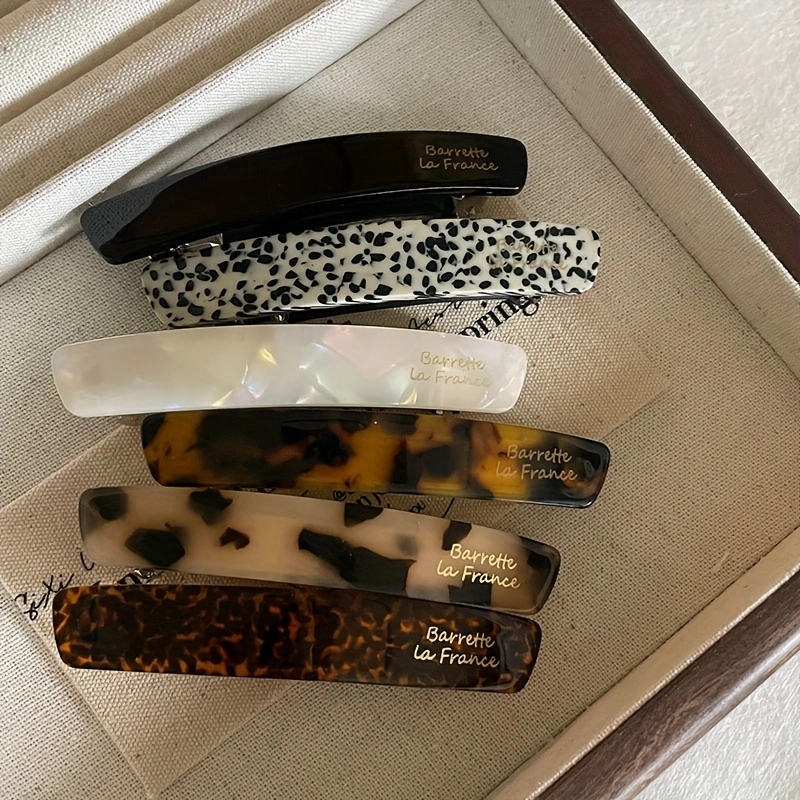 Acetate คลิปผม Elegant Hairgrip สีสันเรขาคณิต Barrettes Hairpin ผู้หญิงอุปกรณ์เสริมผม