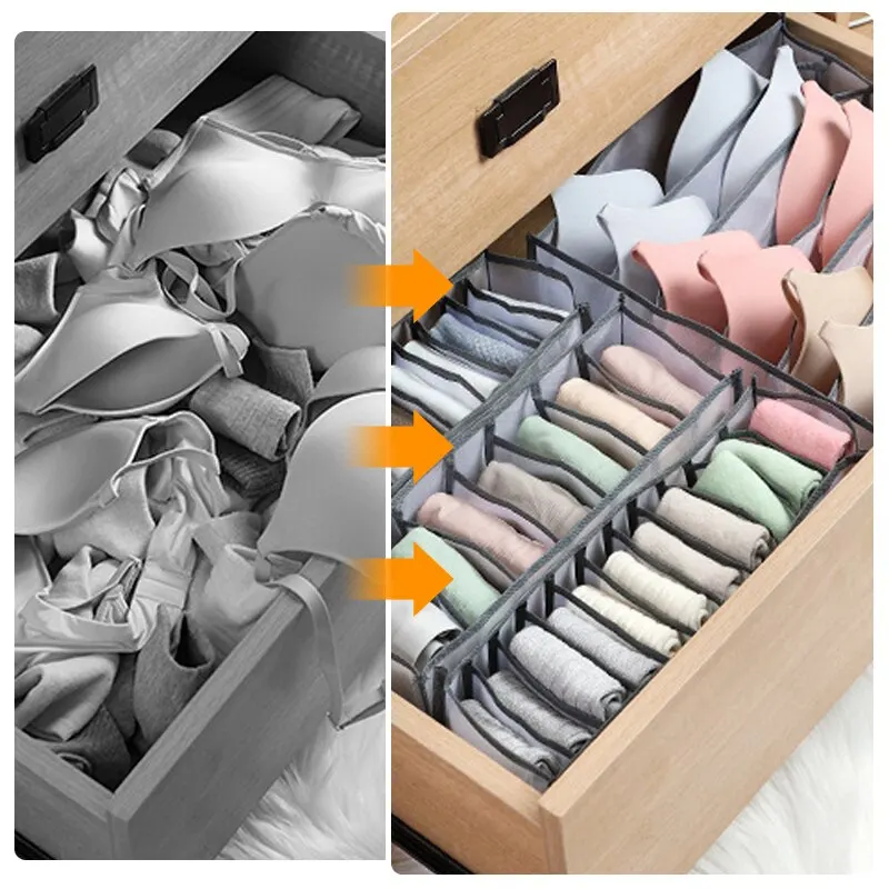 Organizer per calzini pieghevole per biancheria intima a 6/7/11 scomparti con divisori Mini Organizer per vestiti