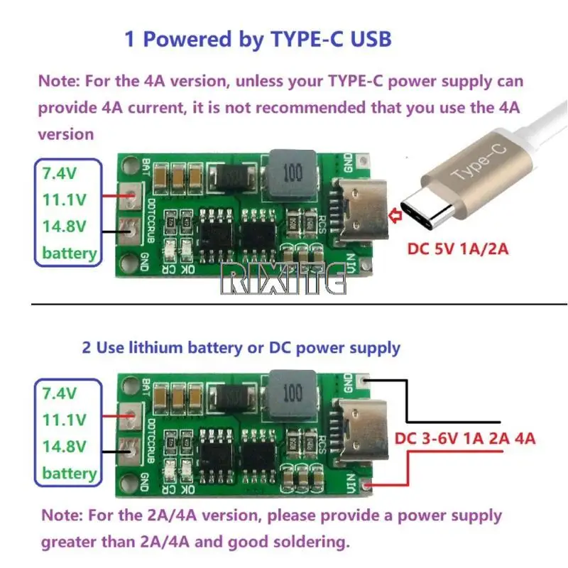 Тип C BMS 2S 3S 4S 1A 2A 4A 18650 Плата зарядного устройства для литиевых батарей USB C повышающий модуль для Li-Po Polymer Power Bank