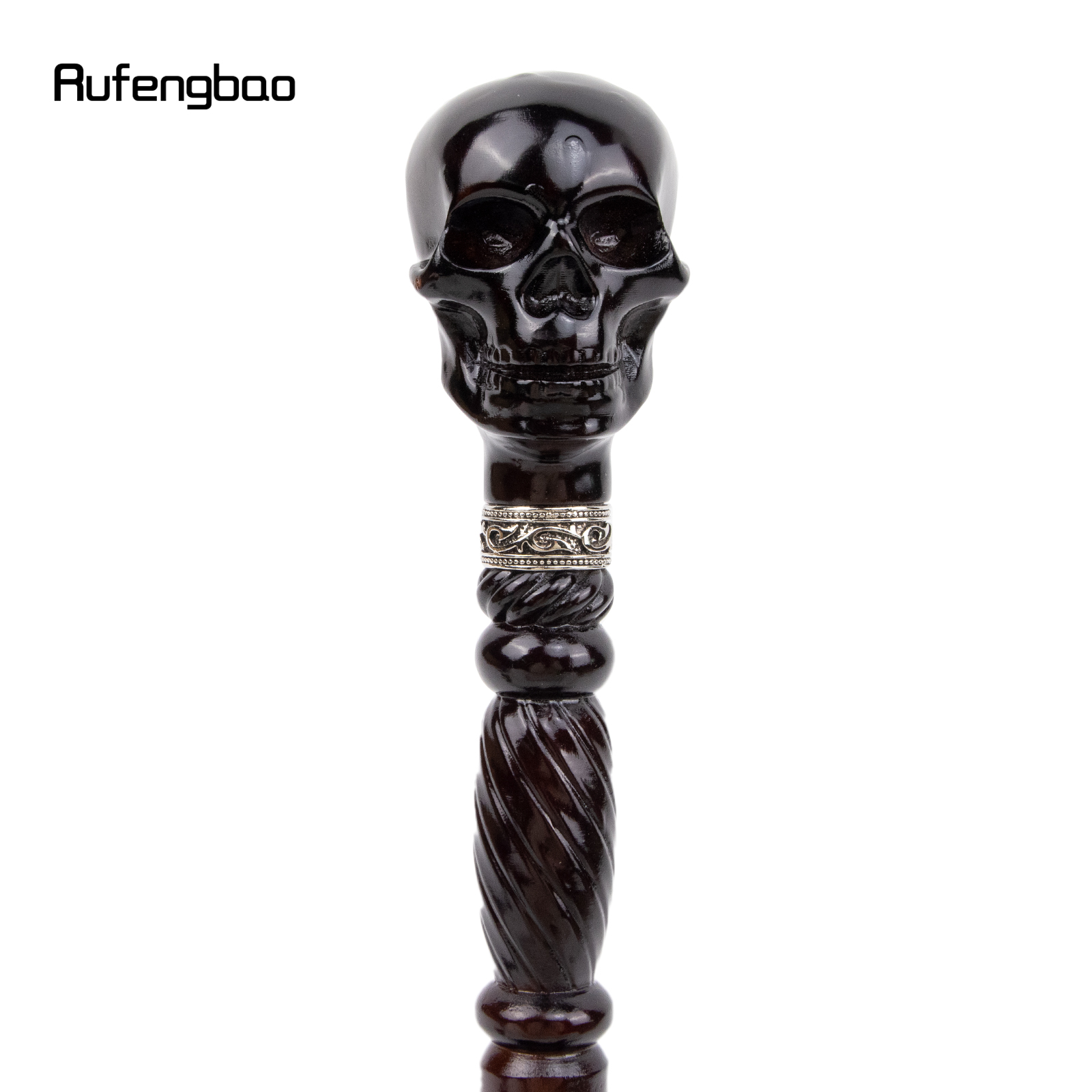 สีดํา Creative Devil Skull ไม้แฟชั่นเดิน Stick ตกแต่ง Cosplay ไม้เท้าฮาโลวีน MACE Wand Crosier 93 ซม