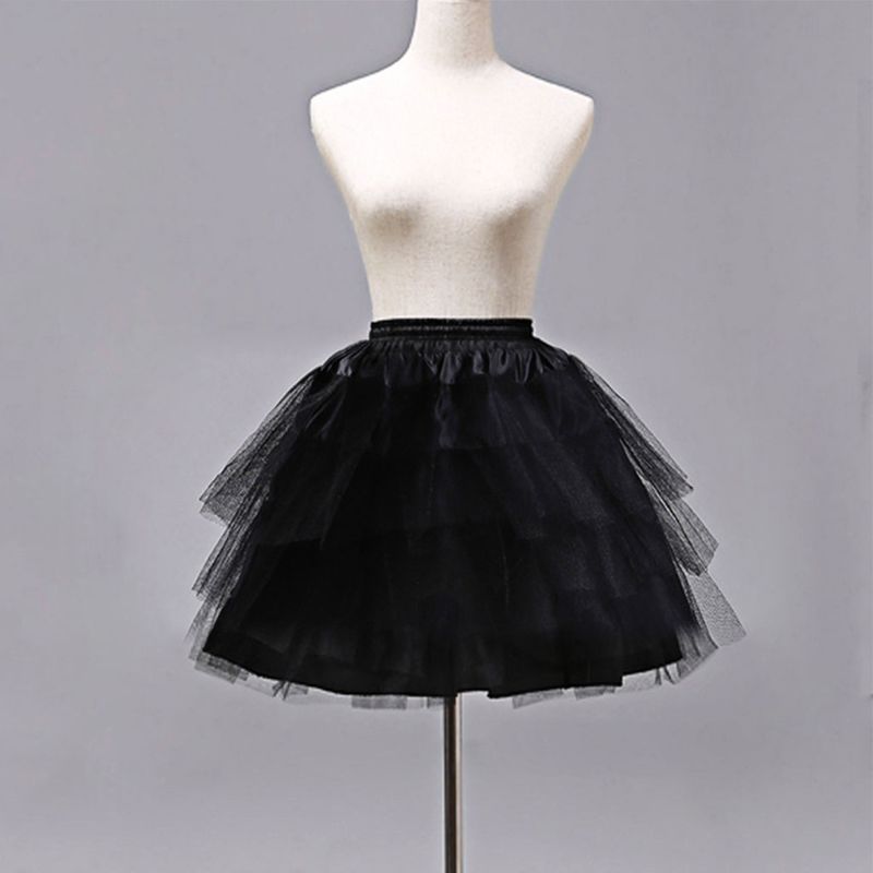 652F Cosplay Người Giúp Việc Mặc Gothic Pettiskirt Ngắn Không Tường Petticoat Bé Gái Lê Lưới Y