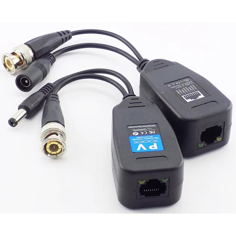 Escam-balão de vídeo passivo, 1 par de (2 peças) cctv, usb, transmissor, conector para rj45, bnc, macho para cctv, câmera de vídeo