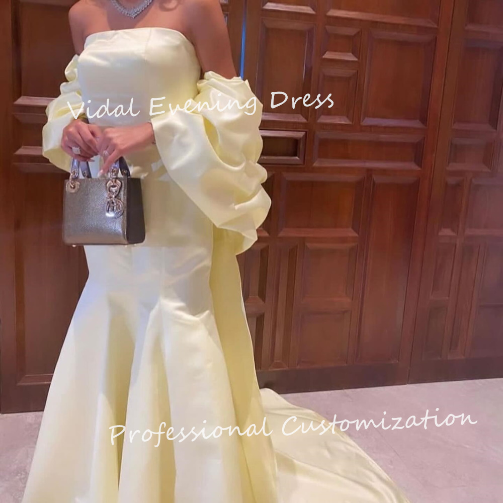Vindal Evening dresses Satin Strapless Runched Sleeveless Floor-Length Morden-Style High-Quality Elegant السعود  For Woman 2024