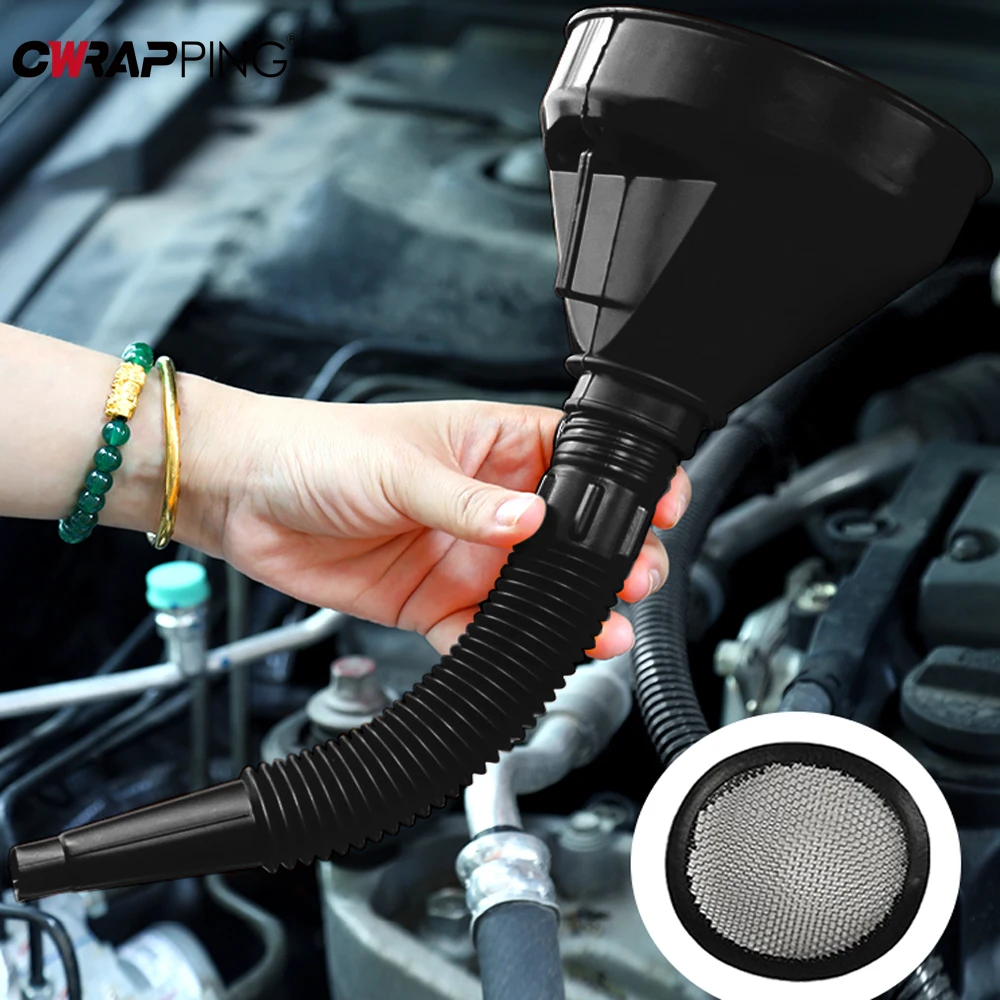 Funil de reabastecimento de motor com filtro para carro, motocicleta, caminhão, óleo, gasolina, filtro de enchimento, tubo de extensão, ferramenta funis de mangueira