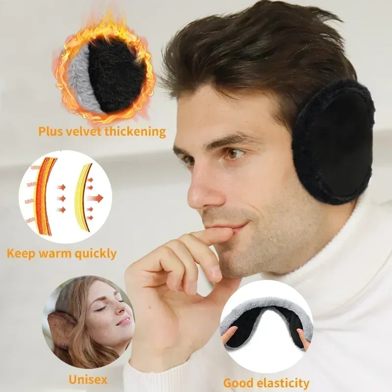 Orejeras gruesas de felpa suave para hombre y mujer, orejeras de invierno a la moda a prueba de frío, orejeras de Color sólido, protección para exteriores