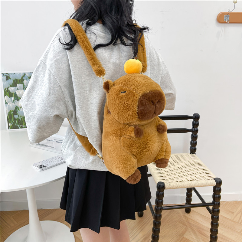 Leuke zachte pluche capibara rugzak meisje modieuze crossbody tas voor vrouwen Kawaii schoudertas voor kinderen cadeaus voor vriendin