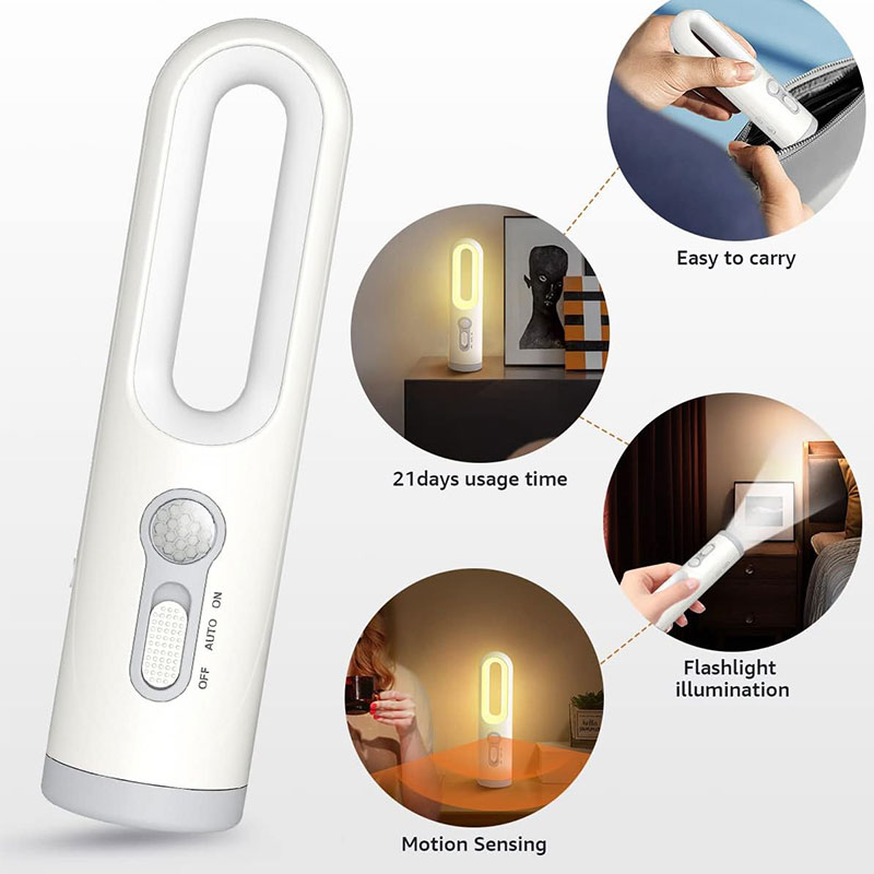 Lampe de poche Portable 2 en 1 avec capteur de mouvement, veilleuse pour chambre à coucher, salle de bain, lecture, Camping, alimentation pour bébé, soins oculaires, lampe de chevet